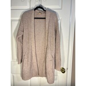 Y2K Esprit Women's Open Front Cardigan Sweater Knit Textured Pink Beige Medium M